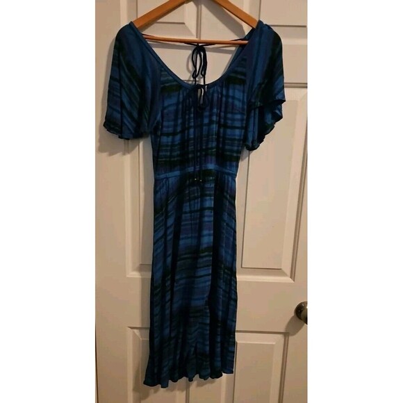 Plenty by Tracy Reese Midi Blue Stripe Small Dress Flowy Stretchy See Pic Flawed - Picture 8 of 9